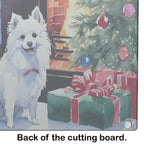 Japanese Spitz Cozy Christmas Glass Cutting Board