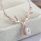 Silver Christmas Reindeer Pendant Necklace