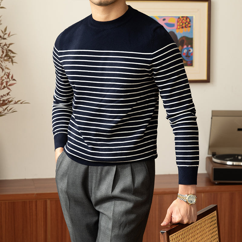 Vintage Crew Neck Knit Pullover for Men | Streetwear