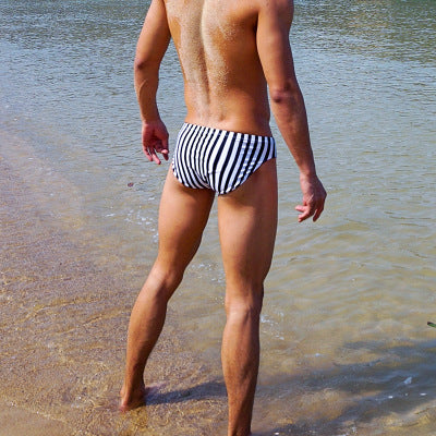 Men's Low-Rise Striped Swim Briefs