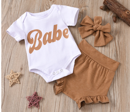 "Hey Babe Short Sleeve Bodysuit Set for Infants (One Set)"