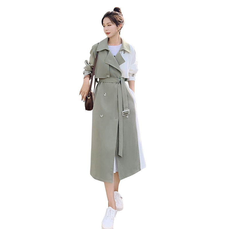 Contrasting Mid-Length Trench Coat for Women