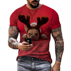 Christmas Print Casual Men's Polyester T-Shirt | Streetwear