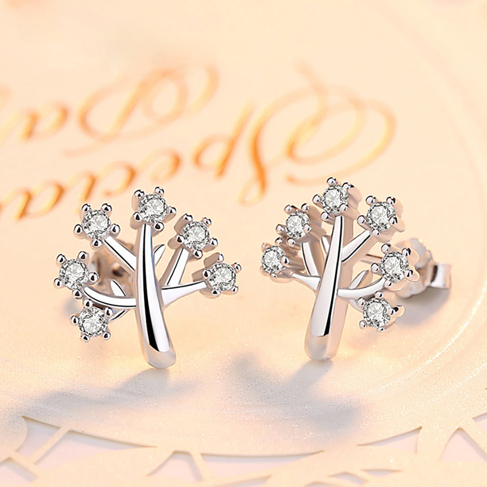 Silver Christmas Tree Earrings