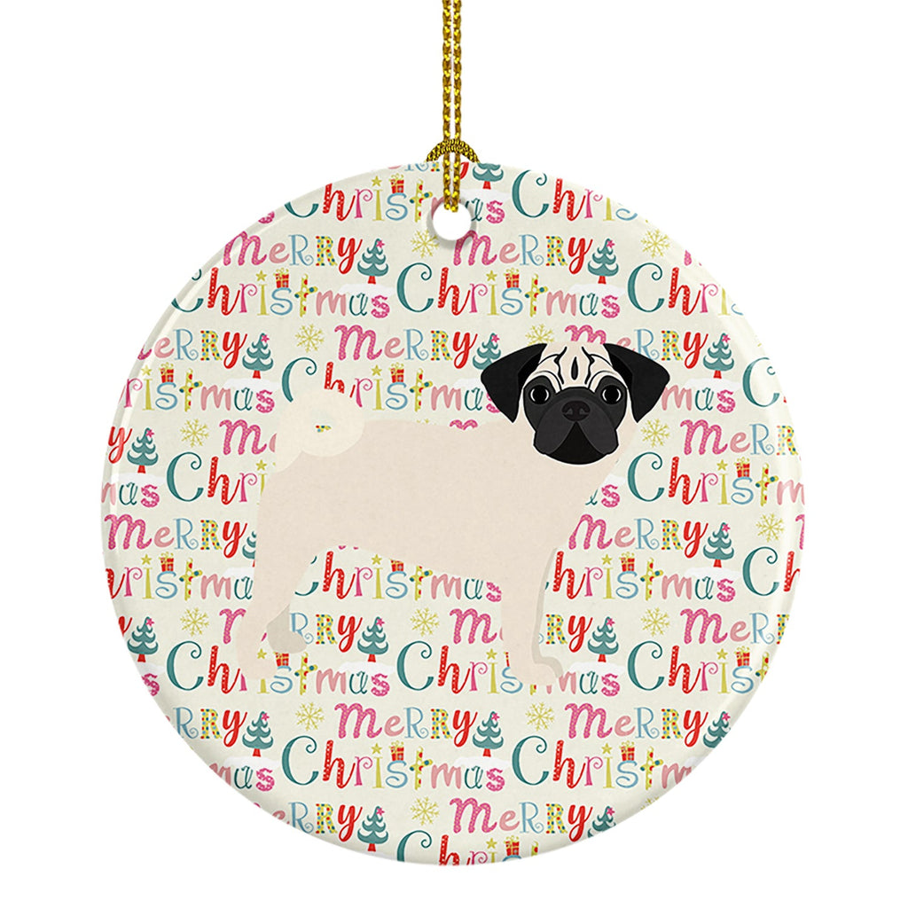 Pug #2 Merry Christmas Ceramic Ornament