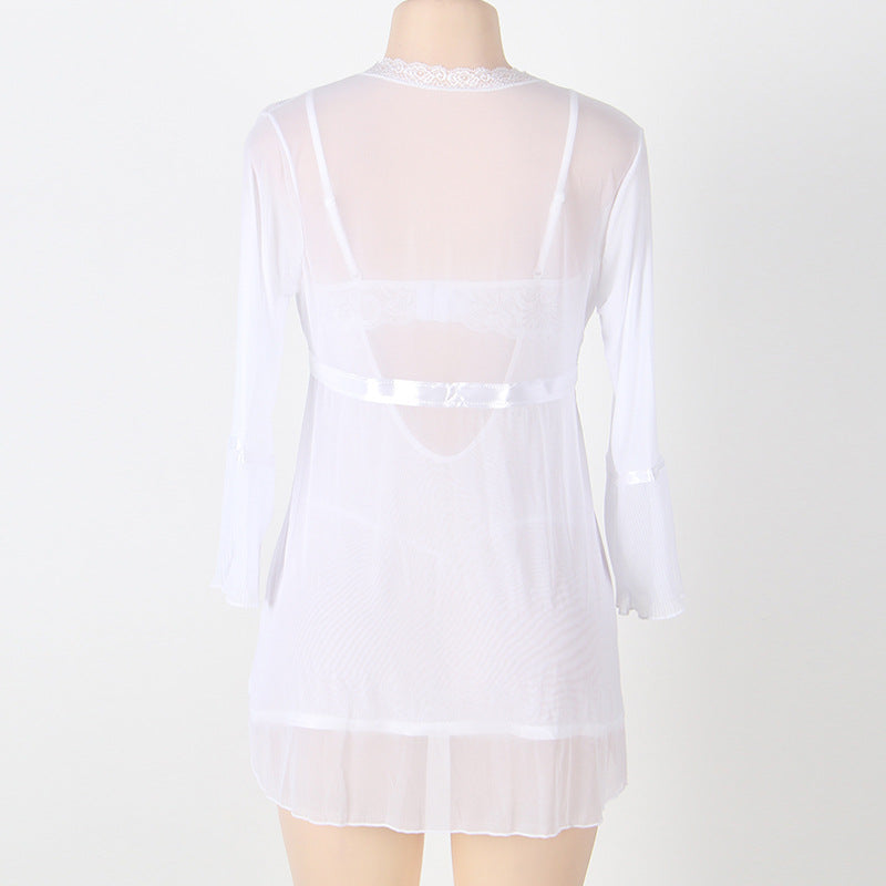 Lace and Mesh Lingerie Set with Sexy Nightgown