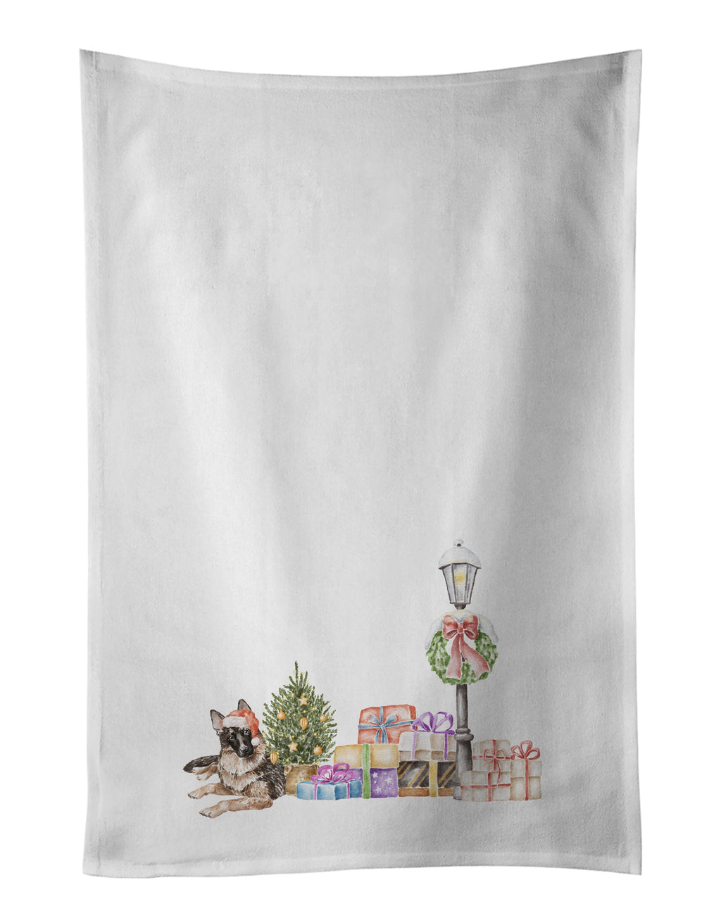 German Shepherd Relaxing with Christmas Wonderland Kitchen Towel Set of 2