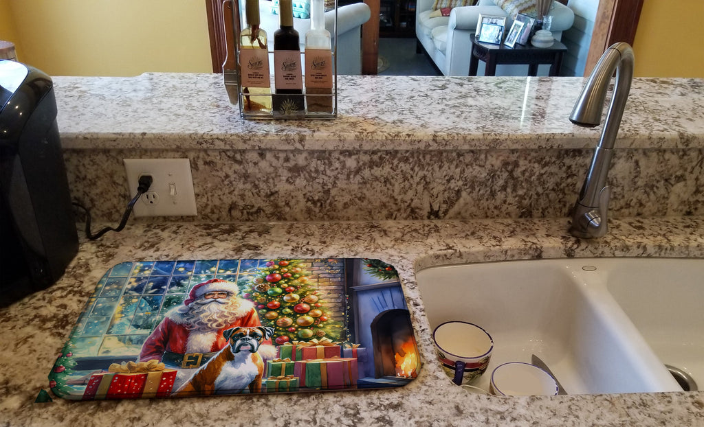 Boxer and Santa Claus Dish Drying Mat