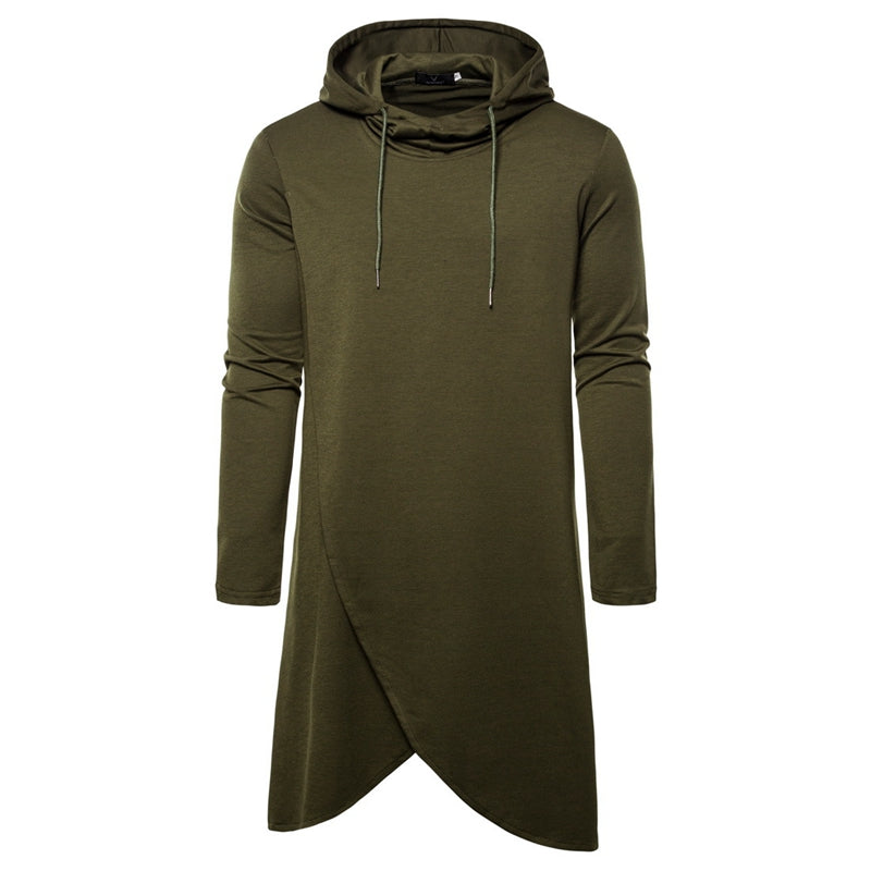 Men's Slim Fit Mid Length Solid Color Hoodie | Streetwear