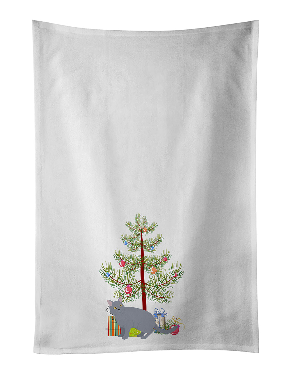 European Shorthair Cat Christmas Kitchen Towel Set of 2