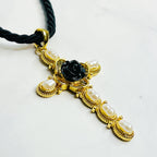 Layered Black Rose Cross Necklace | Christian Jewelry