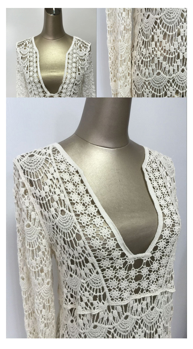 Wholesale Long Crochet Beach Cover-Up Swimsuit Jacket