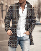 Men's Woolen Stand Collar Medium Long Casual Coat