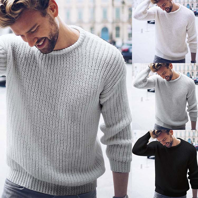 Men's Casual Solid Color Knitted Sweater
