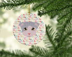 Ukrainian Levkoy Cat Christmas Ceramic Ornament