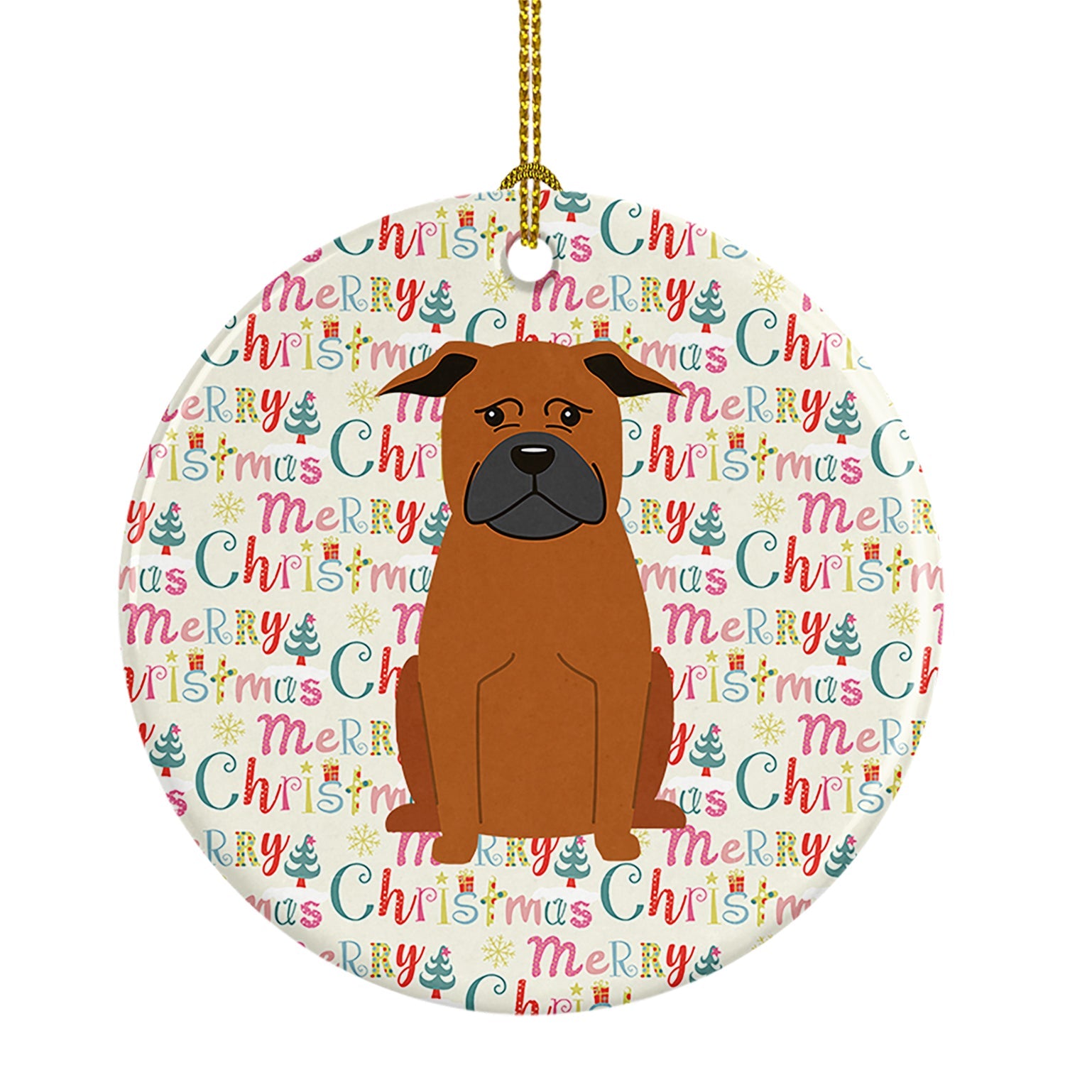 Merry Christmas Chinese Chongqing Dog Ceramic Ornament