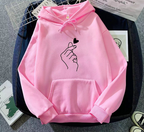 Candy Color Fleece Hoodie Sweater with Heart Design | Streetwear