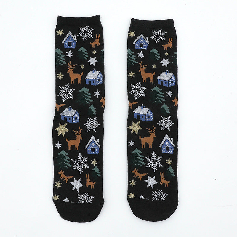 Christmas Couple Cotton Socks with Gingerbread Man Design