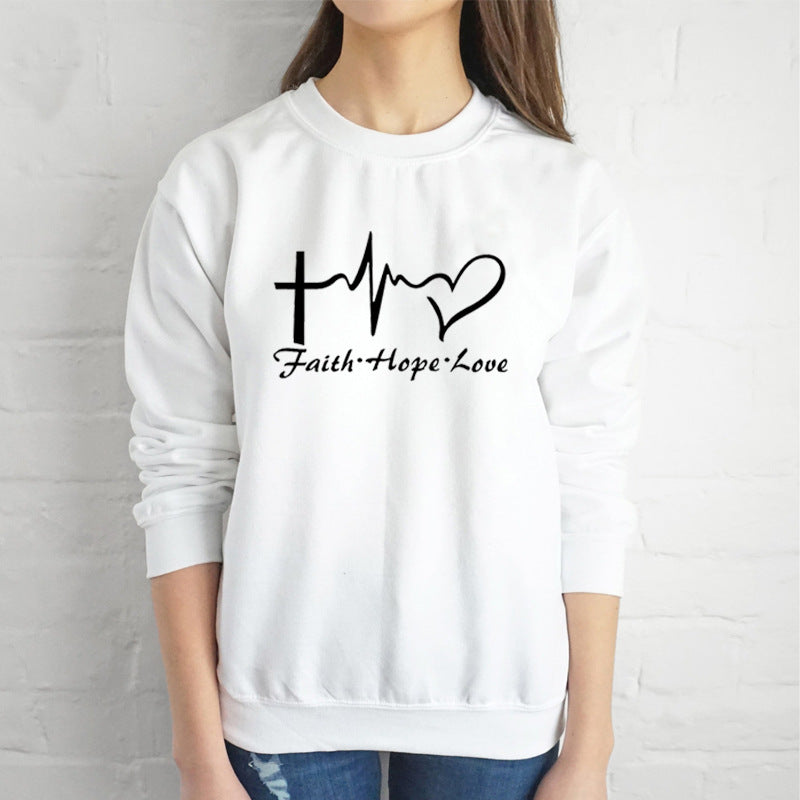 Faith Hope Love Graphic Long Sleeve Hoodie | Streetwear
