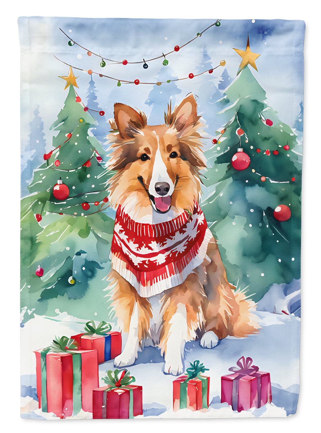 Sheltie Christmas Garden Flag