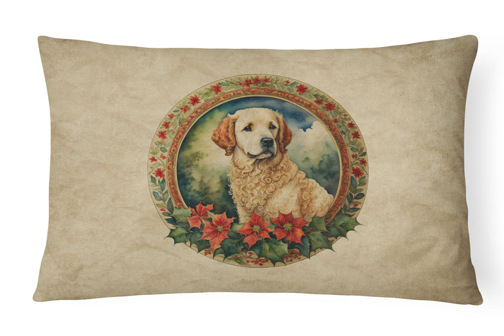 Kuvasz Christmas Flowers Throw Pillow