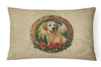Kuvasz Christmas Flowers Throw Pillow