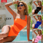 2023 Women's Hollow Swimwear - Solid Color One-Piece Bikini