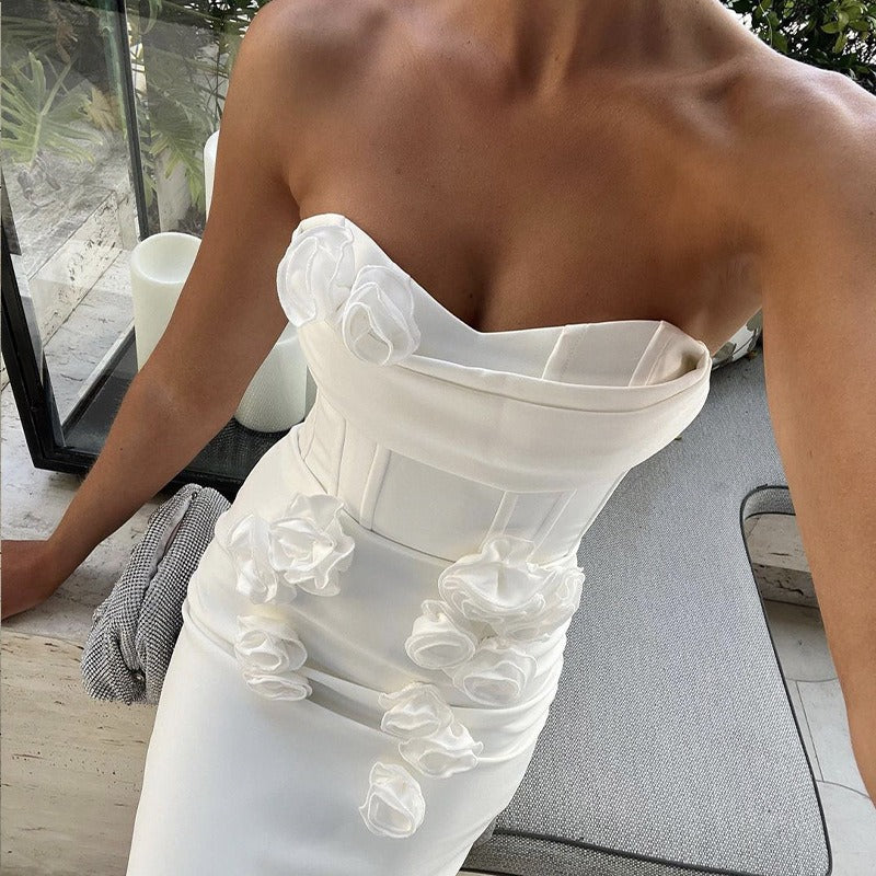 Women's Bandage Tube Top Applique Party Dress