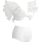 V-Neck Chiffon Ruffle High-Waisted Bikini 2024