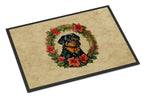 Rottweiler Christmas Flowers Doormat