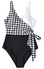 Contrast Color Solid Stitching One-piece Bikini