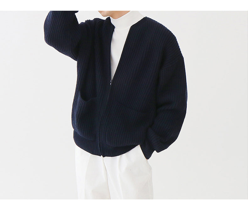 Men's Korean Solid Color Round Neck Loose Sweater