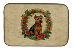 Welsh Terrier Christmas Flowers Dish Drying Mat