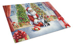 Boston Terrier and Santa Claus Glass Cutting Board
