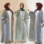 Six-Color Arabic Cardigan with Lace-up Bow Design