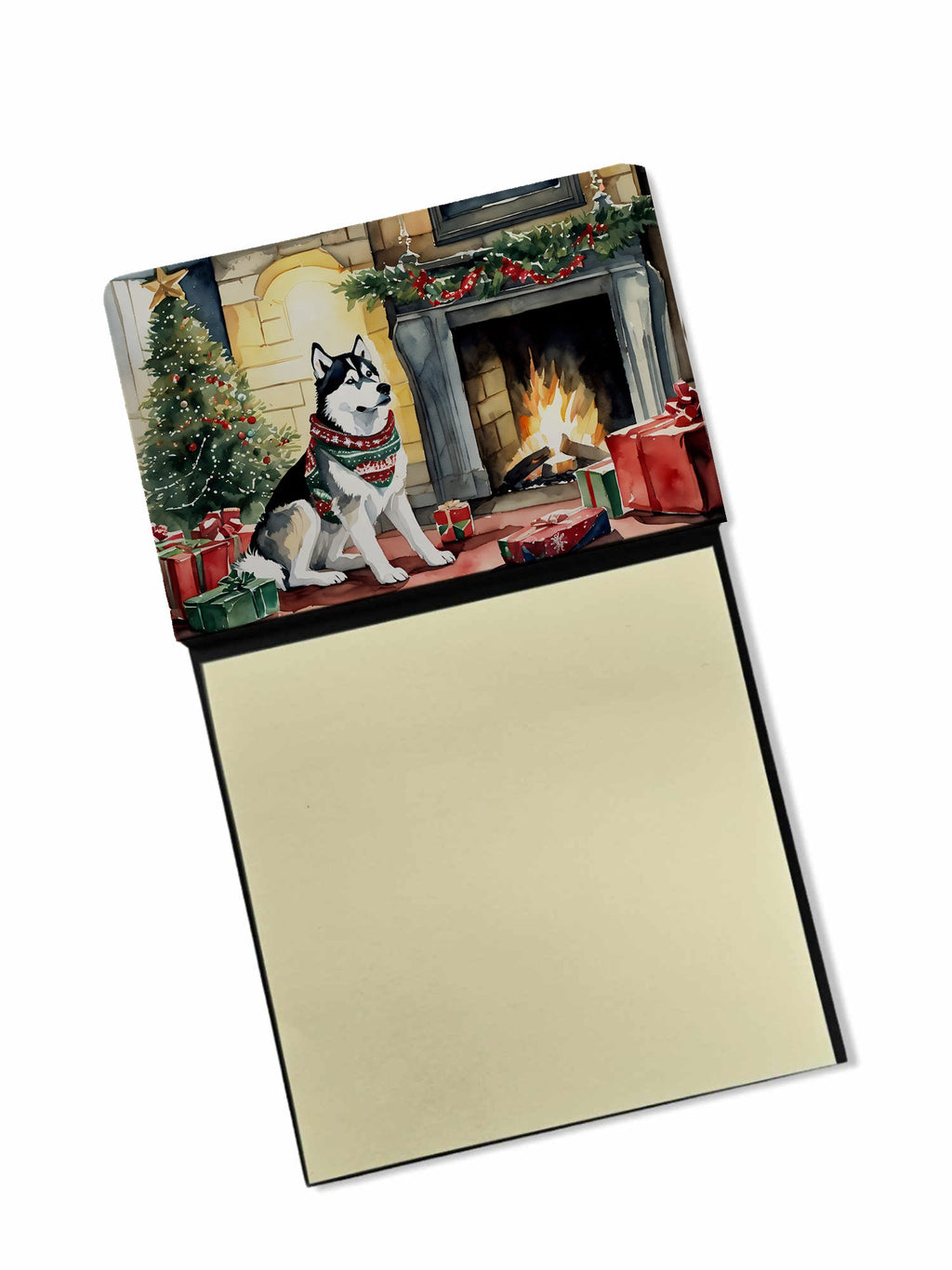 Siberian Husky Cozy Christmas Sticky Note Holder