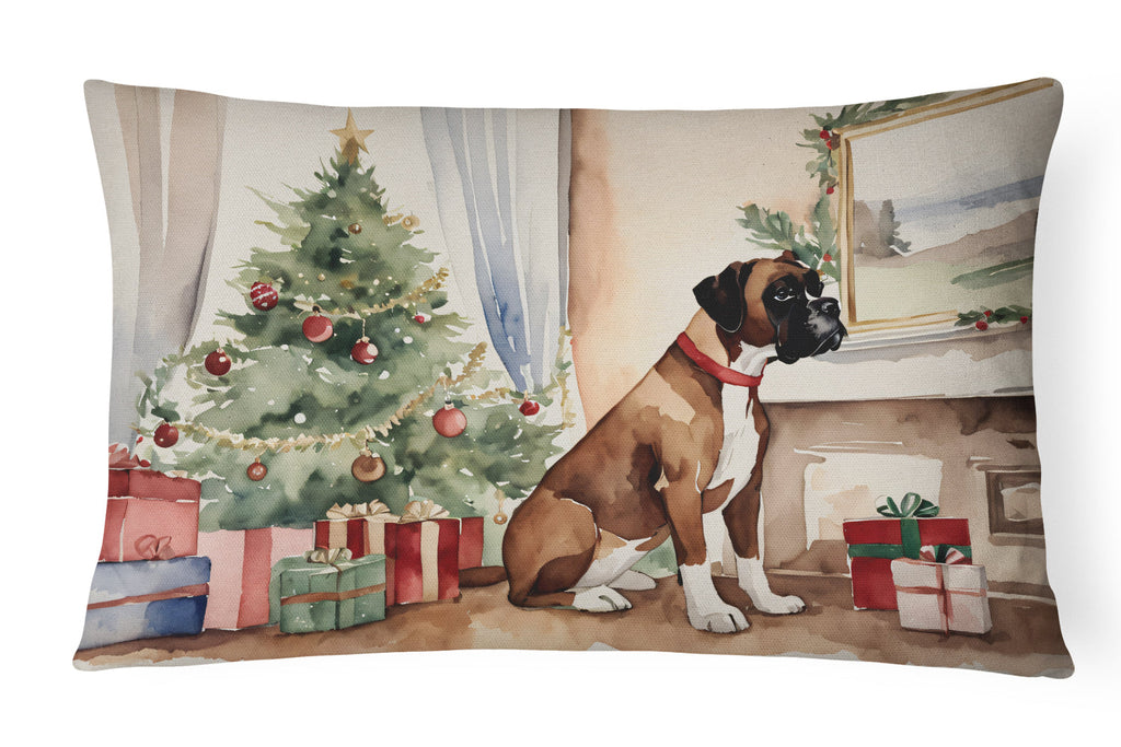 Fawn Boxer Christmas Throw Pillow