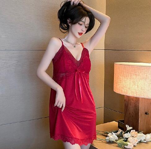 Lace Trim Cami Nightgown with Padded Cups for Women