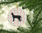 Black Cornish Rex Cat Christmas Ceramic Ornament