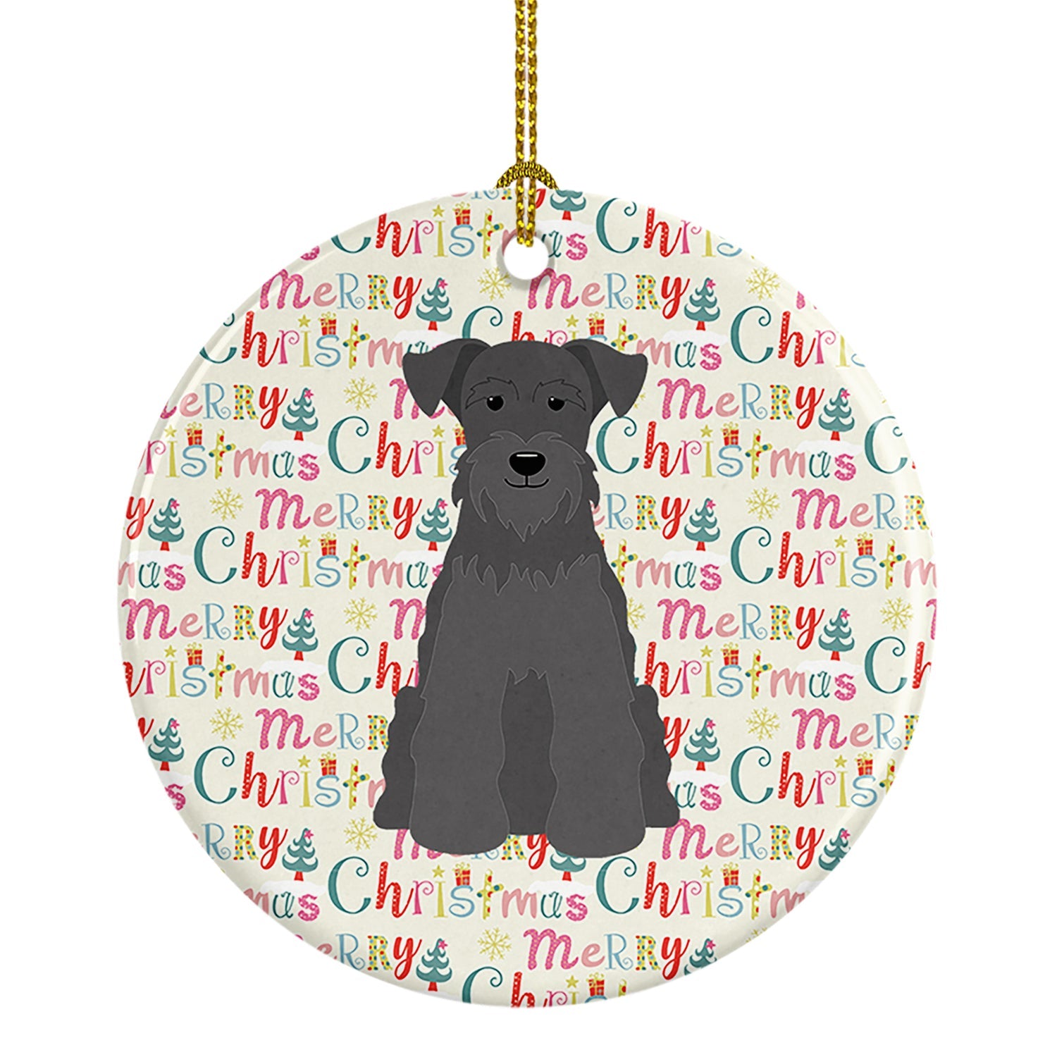 Merry Christmas Miniature Schnauzer Black Ceramic Ornament