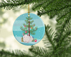White Dominant Chinchilla Merry Christmas Ceramic Ornament