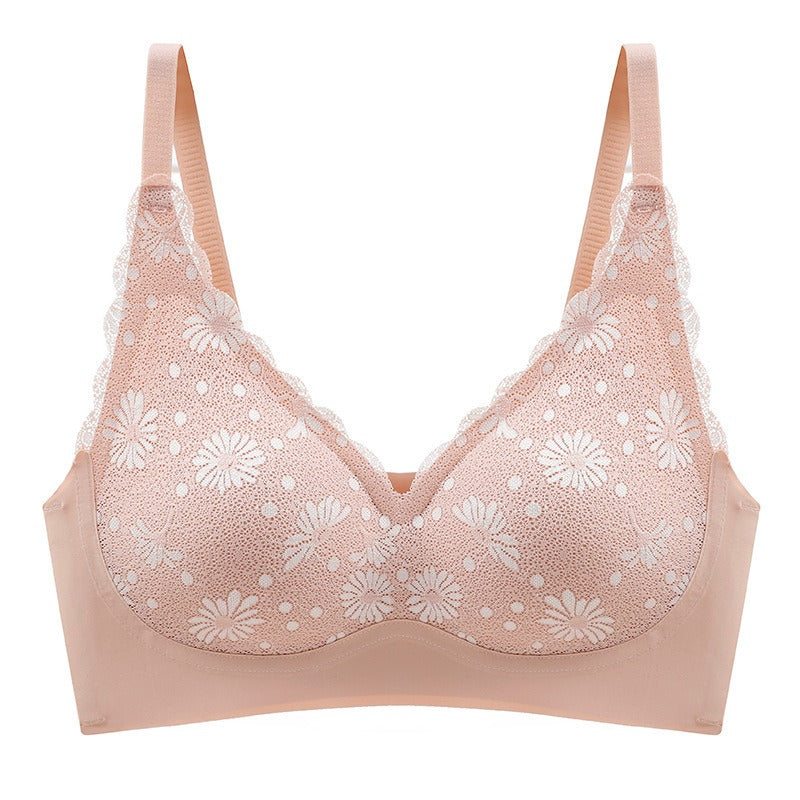 Floral Wireless Bra Women's Thin Cup Lingerie Tops