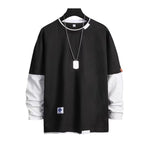 Men's Long Sleeve Two-Piece Pullover with Contrast Color | Streetwear