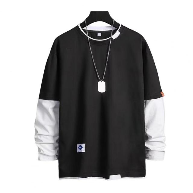 Men's Long Sleeve Two-Piece Pullover with Contrast Color | Streetwear