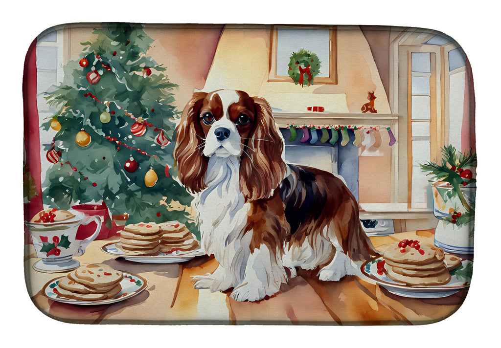 Cavalier Spaniel Christmas Cookies Dish Drying Mat
