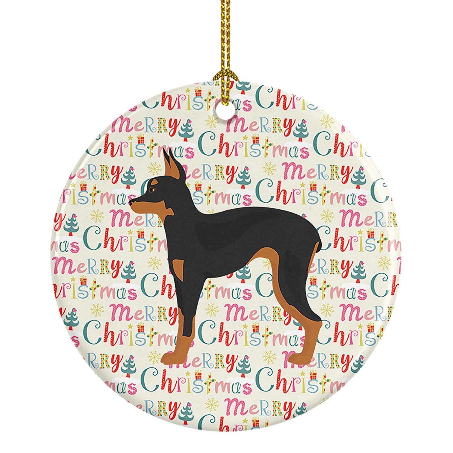 Russian Tor Terrier Merry Christmas Ceramic Ornament