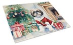 Shih Tzu Cozy Christmas Glass Cutting Board