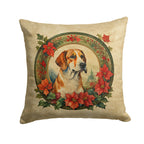 English Foxhound Christmas Flowers Throw Pillow