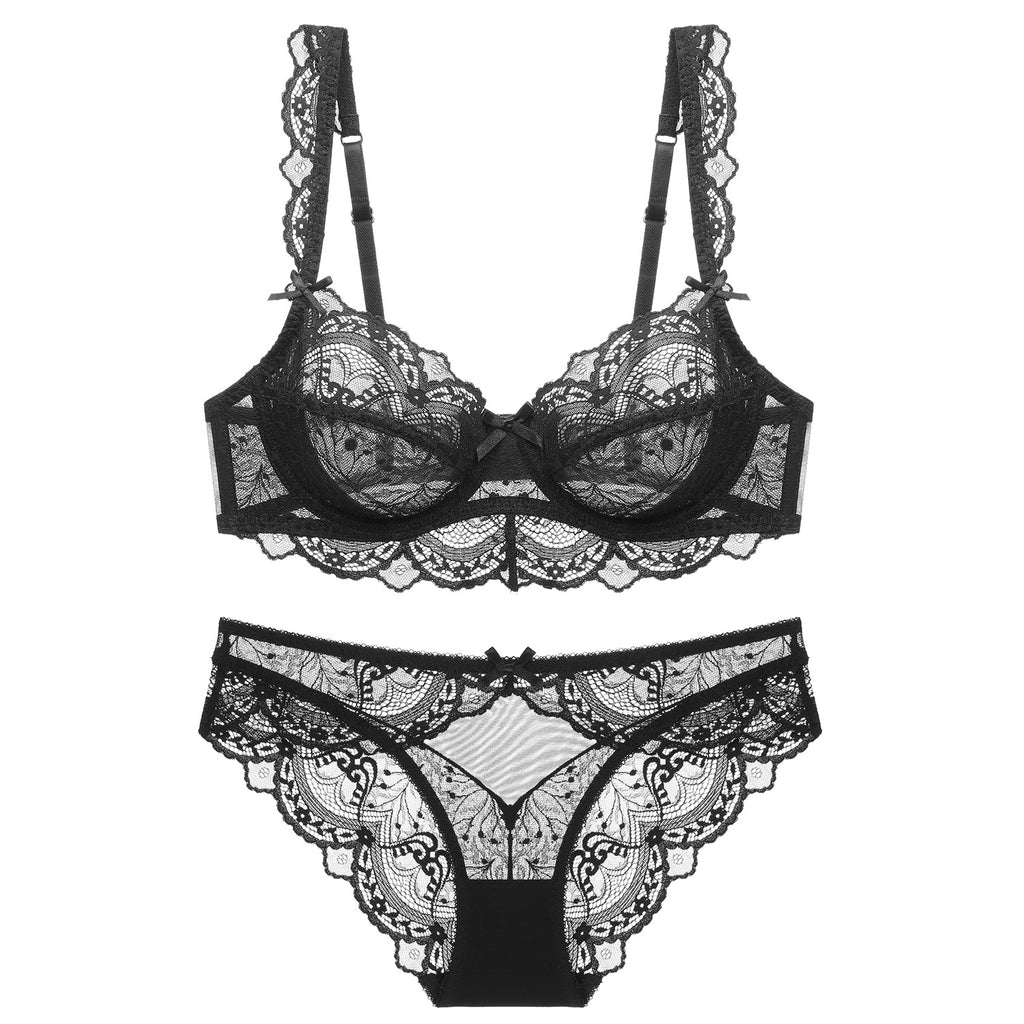 Ultra-thin Transparent Lace Bra Set for Women