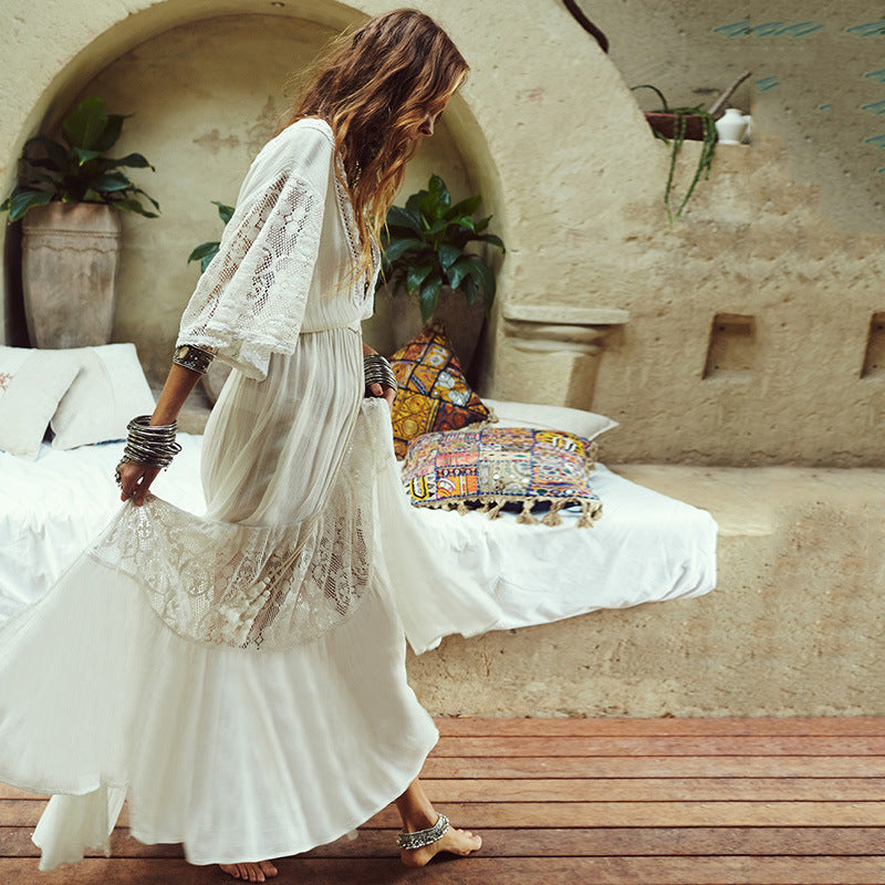 New Cotton Lace Beach Cover-Up for Swimsuit (Loose Fit)